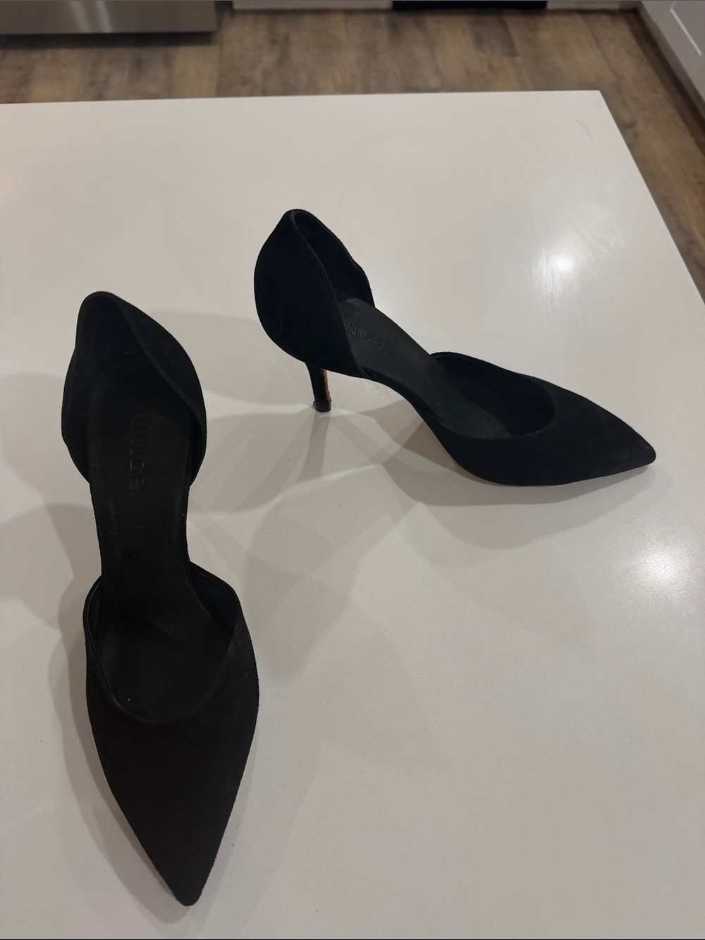 Vince Black Pointed D'Orsay Heel Pumps